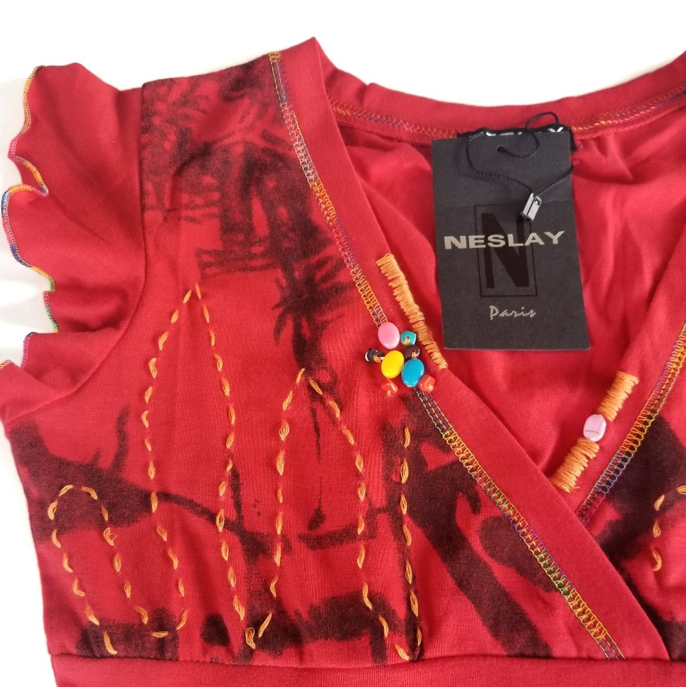 💥 3×$25 💥NESLAY PARIS NICE RED TOP
